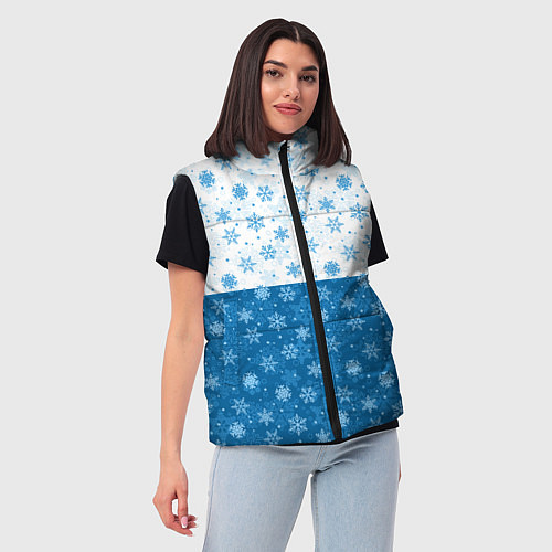 Женский жилет Светло-Тёмные Снежинки / 3D-Красный – фото 3