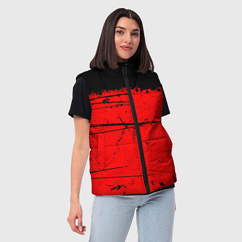 Женский жилет КРАСНЫЙ ГРАНЖ RED GRUNGE / 3D-Черный – фото 3