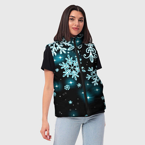 Женский жилет Космические снежинки / 3D-Черный – фото 3