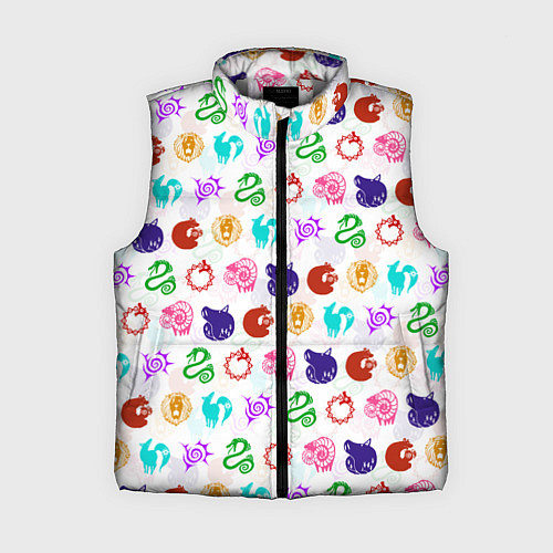 Женский жилет 7 СМЕРТНЫХ ГРЕХОВ ЦВЕТНОЙ ПАТТЕРН СИМВОЛЫ / 3D-Светло-серый – фото 1