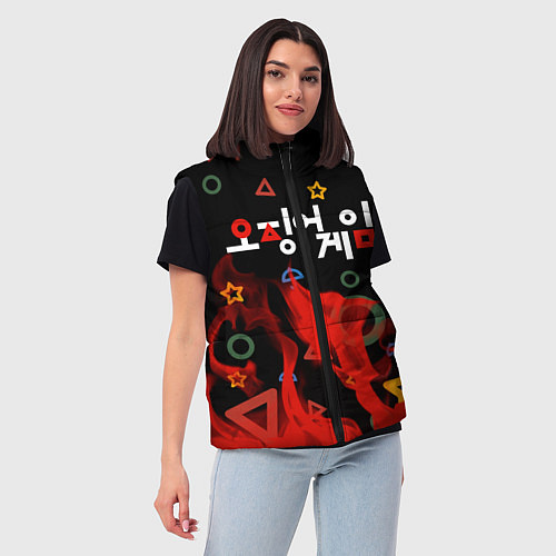 Женский жилет Игра в кальмара пламя / 3D-Черный – фото 3