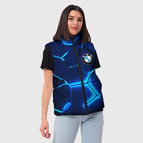Женский жилет BMW LOGO 3Д ПЛИТЫ ГЕОМЕТРИЯ / 3D-Черный – фото 3