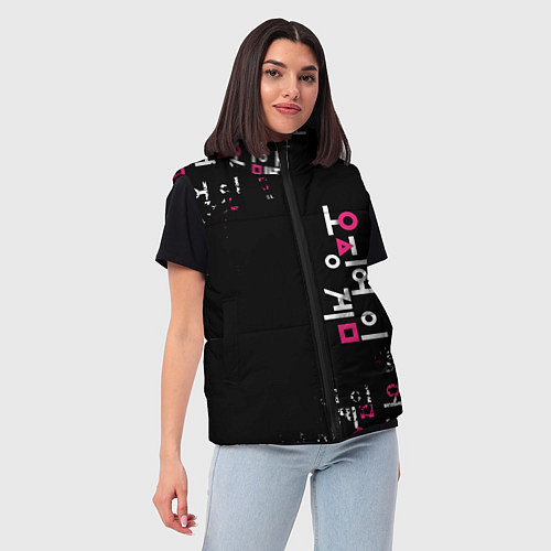 Женский жилет Игра в кальмара: Вертикальное лого / 3D-Черный – фото 3
