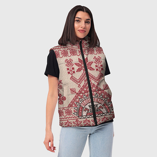 Женский жилет Славянская вышивка Узоры Руси / 3D-Черный – фото 3