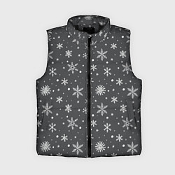Женский жилет Белые снежинки на сером фоне