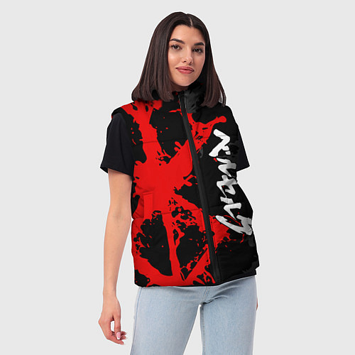 Женский жилет БЕРСЕРК КРАСНОЕ КЛЕЙМО ИЕРОЛГИФЫ / 3D-Черный – фото 3