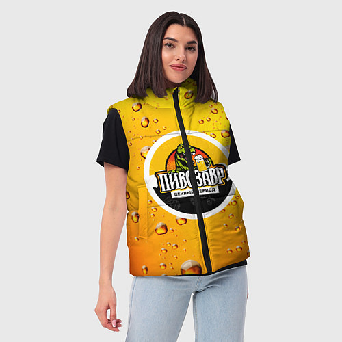 Женский жилет Пивозавр 3d hd / 3D-Черный – фото 3
