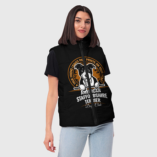 Женский жилет Американский Стаффордширский Терьер / 3D-Черный – фото 3