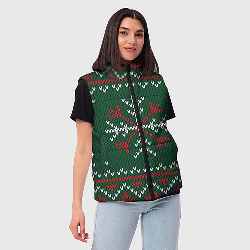 Женский жилет Knitted Snowflake Pattern / 3D-Черный – фото 3