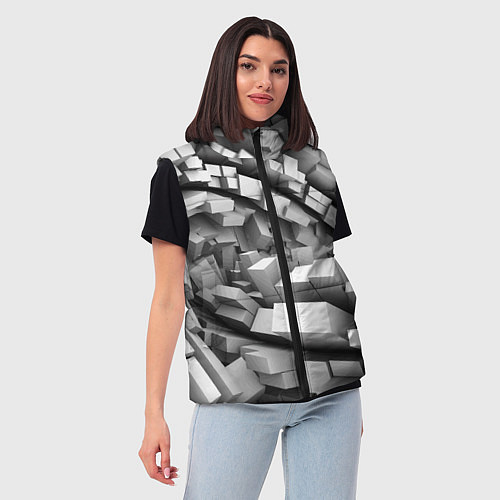 Женский жилет Геометрическая объёмная абстракция / 3D-Черный – фото 3