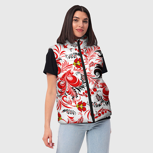 Женский жилет Русская национальная роспись / 3D-Черный – фото 3