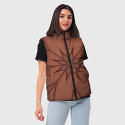 Женский жилет Абстрактный цветок Оранжевый 1-29, цвет: 3D-черный — фото 2