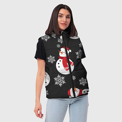 Женский жилет Снеговик! / 3D-Черный – фото 3