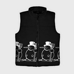 Женский жилет Снеговик на черном фоне