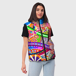 Женский жилет Разноцветные яркие рыбки на абстрактном цветном фо, цвет: 3D-светло-серый — фото 2