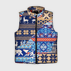 Женский жилет НОВОГОДНИЙ УЗОР ОЛЕНИ И МЕДВЕДИ НОВЫЙ ГОД 2022