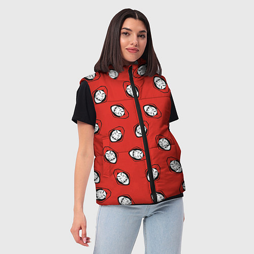 Женский жилет БУМАЖНЫЙ ДОМ , УЗОР ИЗ МАСОК ДАЛИ / 3D-Черный – фото 3