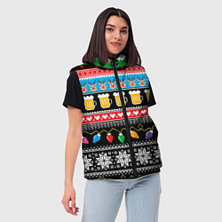 Женский жилет Новогодний пивной узор, цвет: 3D-черный — фото 2