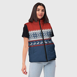 Женский жилет НОВОГОДНИЙ УЗОР С ОЛЕНЯМИ, цвет: 3D-светло-серый — фото 2