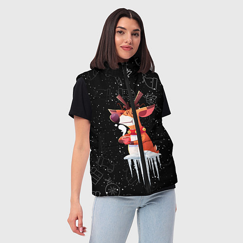 Женский жилет Новогодний Олень 2022 / 3D-Светло-серый – фото 3