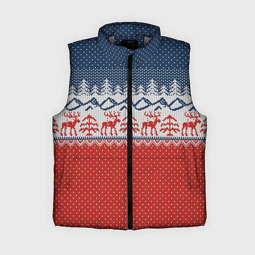 Женский жилет ВЯЗАНЫЙ УЗОР С ОЛЕНЯМИ / 3D-Светло-серый – фото 1