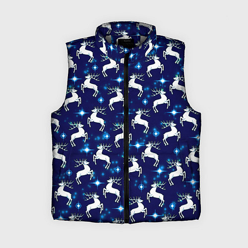 Женский жилет Новогодние олени и звезды / 3D-Светло-серый – фото 1