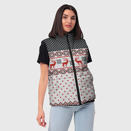 Женский жилет НОВОГОДНИЙ УЗОР / 3D-Черный – фото 3