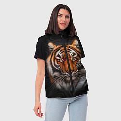 Женский жилет Реалистичный тигр Realistic Tiger, цвет: 3D-черный — фото 2
