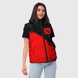 Женский жилет DOTA 2 RED LOGO, БРЫЗГИ КРАСОК, цвет: 3D-светло-серый — фото 2