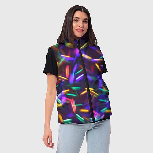Женский жилет Новогодние Фонарики / 3D-Черный – фото 3