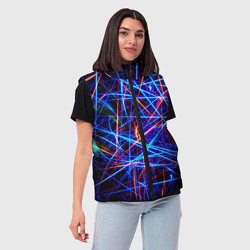 Женский жилет NEON LINES Glowing Lines Effect / 3D-Черный – фото 3
