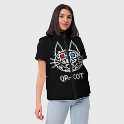 Женский жилет QR кот в стерео очках, цвет: 3D-красный — фото 2