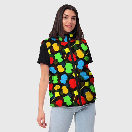 Женский жилет SOUTH PARK ЮЖНЫЙ ПАРК НОВОГОДНИЙ УЗОР / 3D-Черный – фото 3