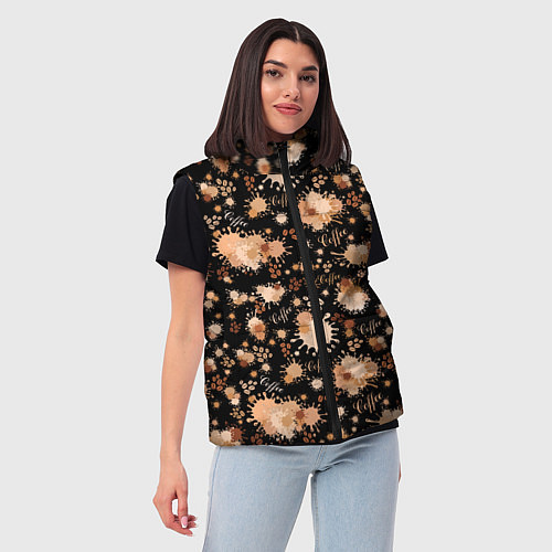 Женский жилет Кофейные пятна и зёрна кофе / 3D-Светло-серый – фото 3