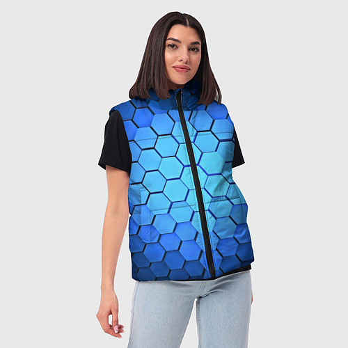 Женский жилет Неоновые 3D ПЛИТЫ / 3D-Черный – фото 3