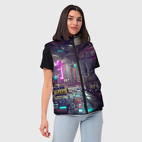 Женский жилет Городской киберпанк / 3D-Черный – фото 3