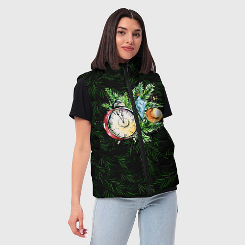 Женский жилет Пока Часы 12 бьют Новогодний Паттерн / 3D-Красный – фото 3