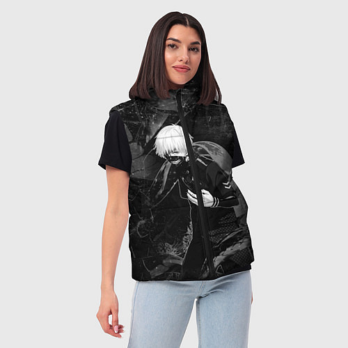Женский жилет Токийский Гуль Канеки Кен ЧБ / 3D-Черный – фото 3