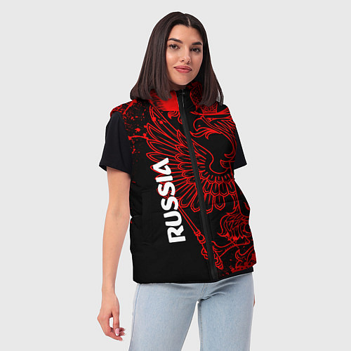 Женский жилет Russia Герб страны / 3D-Светло-серый – фото 3