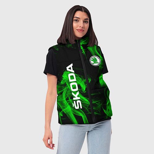 Женский жилет Skoda: Green Smoke / 3D-Черный – фото 3