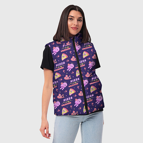 Женский жилет Pizza Is My Valentine! / 3D-Черный – фото 3