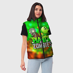 Женский жилет Plants vs Zombies горохострел и зомби, цвет: 3D-черный — фото 2