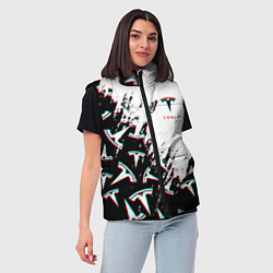 Женский жилет Tesla pattern glitch, цвет: 3D-черный — фото 2