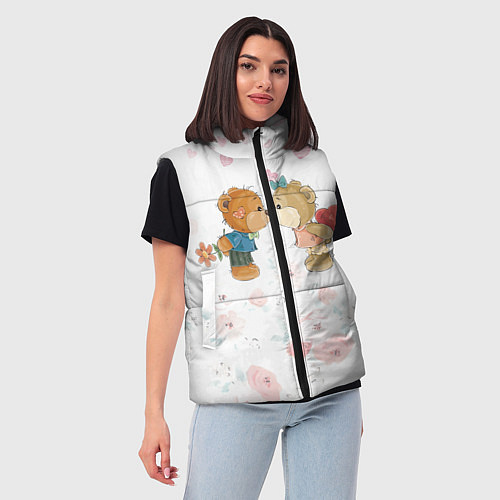 Женский жилет Плюшевый Поцелуй Влюблённые Мишки / 3D-Черный – фото 3
