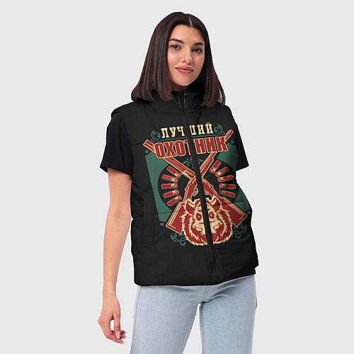 Женский жилет Лучший Охотник - Hunter / 3D-Светло-серый – фото 3