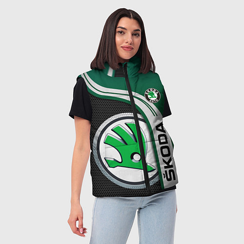 Женский жилет SKODA AUTO ШКОДА АВТО / 3D-Светло-серый – фото 3