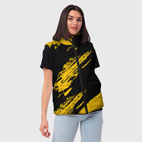 Женский жилет BLACK AND YELLOW GRUNGE ГРАНЖ / 3D-Светло-серый – фото 3