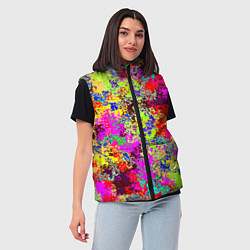 Женский жилет Пиксельный камуфляж Токсик, цвет: 3D-черный — фото 2