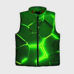Женский жилет 3D ПЛИТЫ НЕОН NEON GREEN HEXAGON РАЗЛОМ