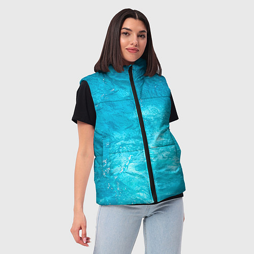 Женский жилет Голубой океан Голубая вода / 3D-Черный – фото 3